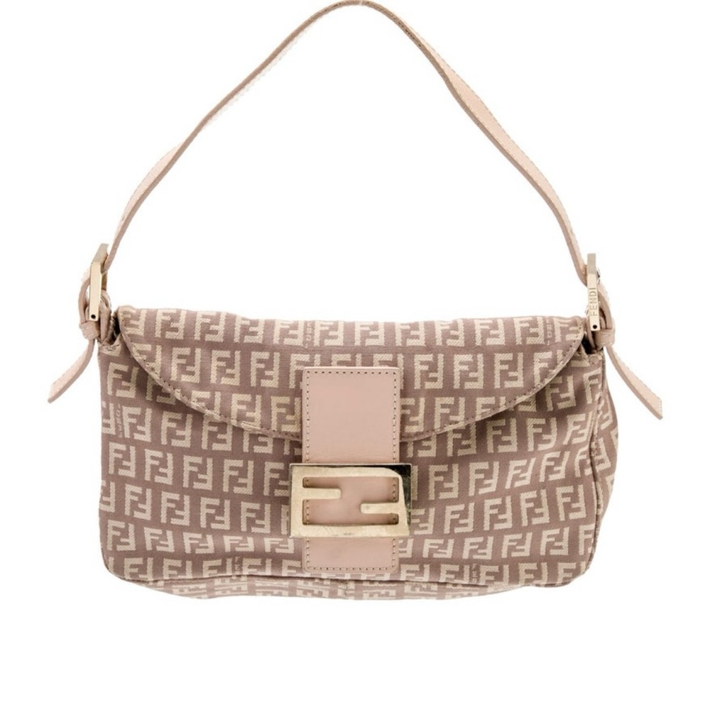 Fendi Pink and Tan Shoulder Bag with Iconic Monogram